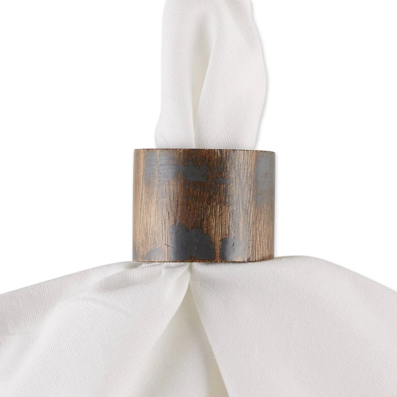 DII® Black Rub Finish Wood Band Napkin Rings, 6ct.