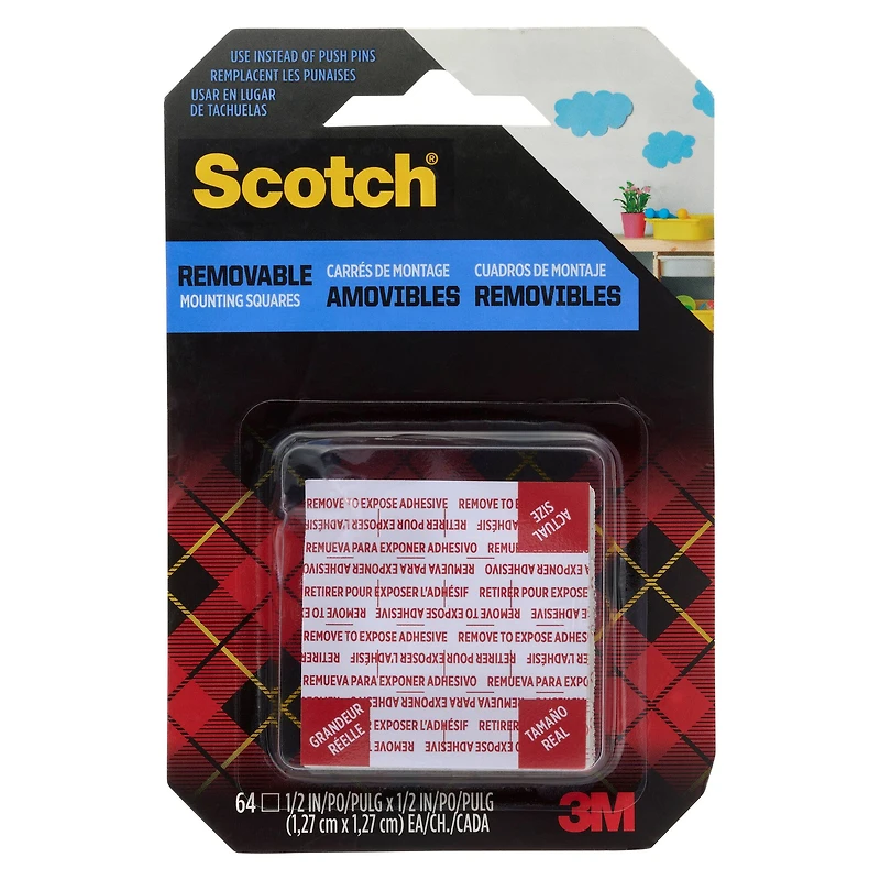 3M Scotch® Removable Mounting Squares, 1/2" x 1/2"