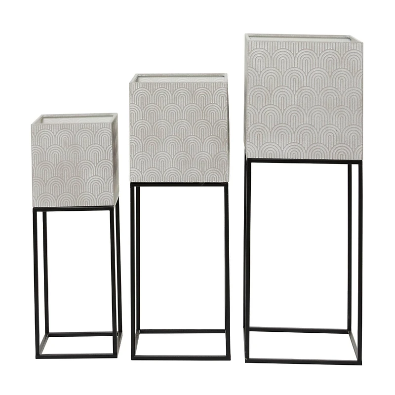 Light Gray Metal Modern Planter Set