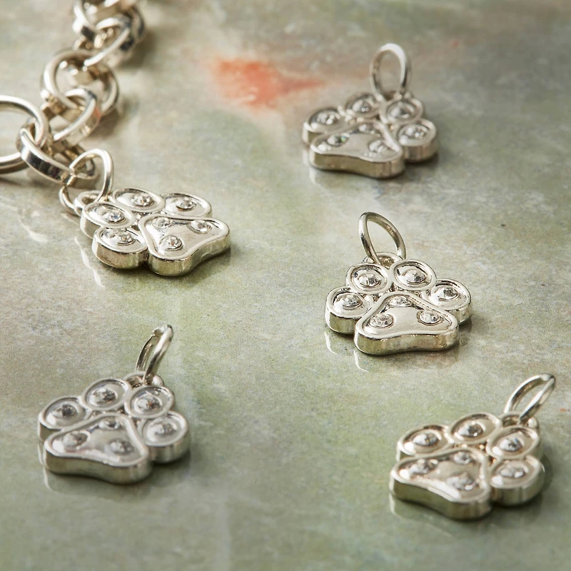 Charmalong™ Rhodium Paw Charms by Bead Landing™