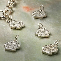 Charmalong™ Rhodium Paw Charms by Bead Landing™