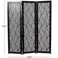 6.6ft. Black Wooden 3 Panel Room Divider Screen