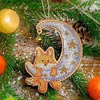 Wonderland Crafts Fox & Moon Bead Embroidery on Wood Kit