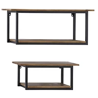 Brown Metal Industrial Wall Shelf Set