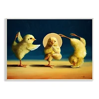 Stupell Industries Three Yellow Chicks Sunset Yoga Stretch Wall Plaque Art