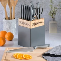 Spice by Tia Mowry Savory Saffron Gray 14 Piece Cutlery Set