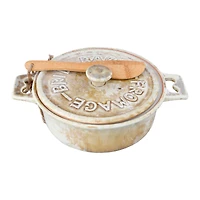 Hello Honey® Stoneware Brie Baker with Lid & Bamboo Spreader Set, 2ct.