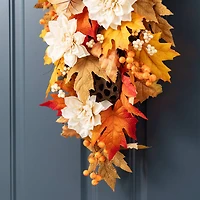 Glitzhome® 28" Fall Dahlia, Lotus Pod and Berry Swag