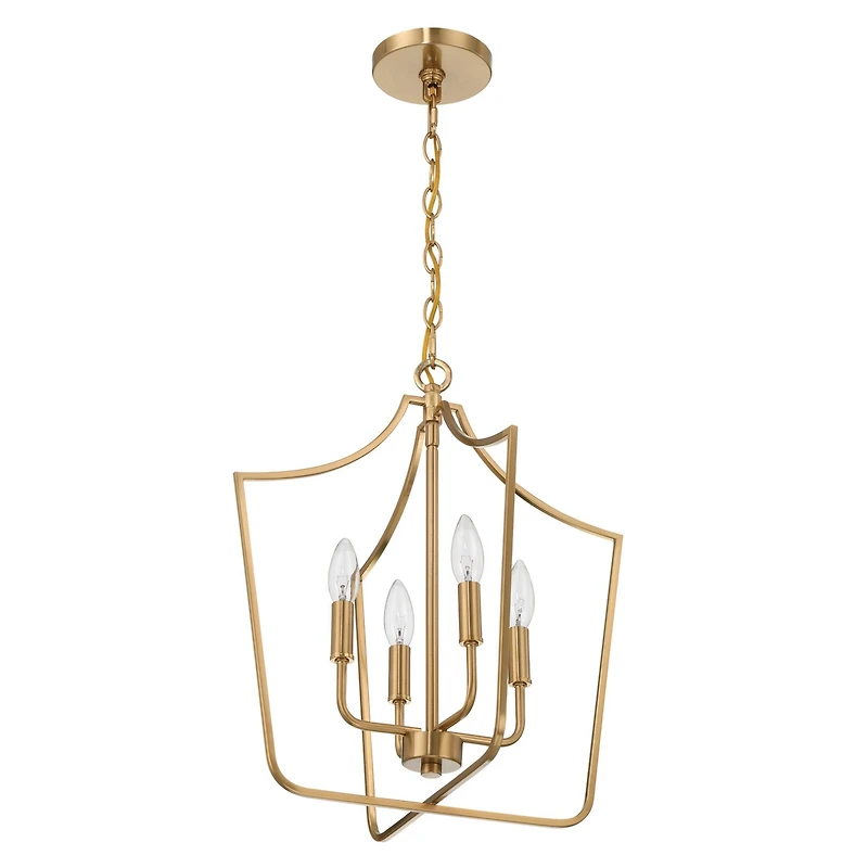 Hello Honey® Constance Brushed Gold Tapered Metal 4-Light Candelabra Chandelier Style Ceiling Light