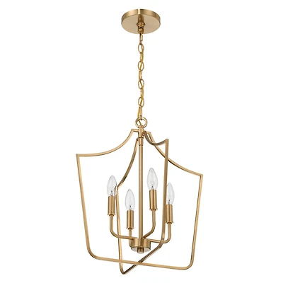 Hello Honey® Constance Brushed Gold Tapered Metal 4-Light Candelabra Chandelier Style Ceiling Light