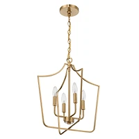 Hello Honey® Constance Brushed Gold Tapered Metal 4-Light Candelabra Chandelier Style Ceiling Light