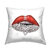 Stupell Industries Chic Red Lip Portrait Women's Fashion Sparkle Throw Pillow 18" x 18"