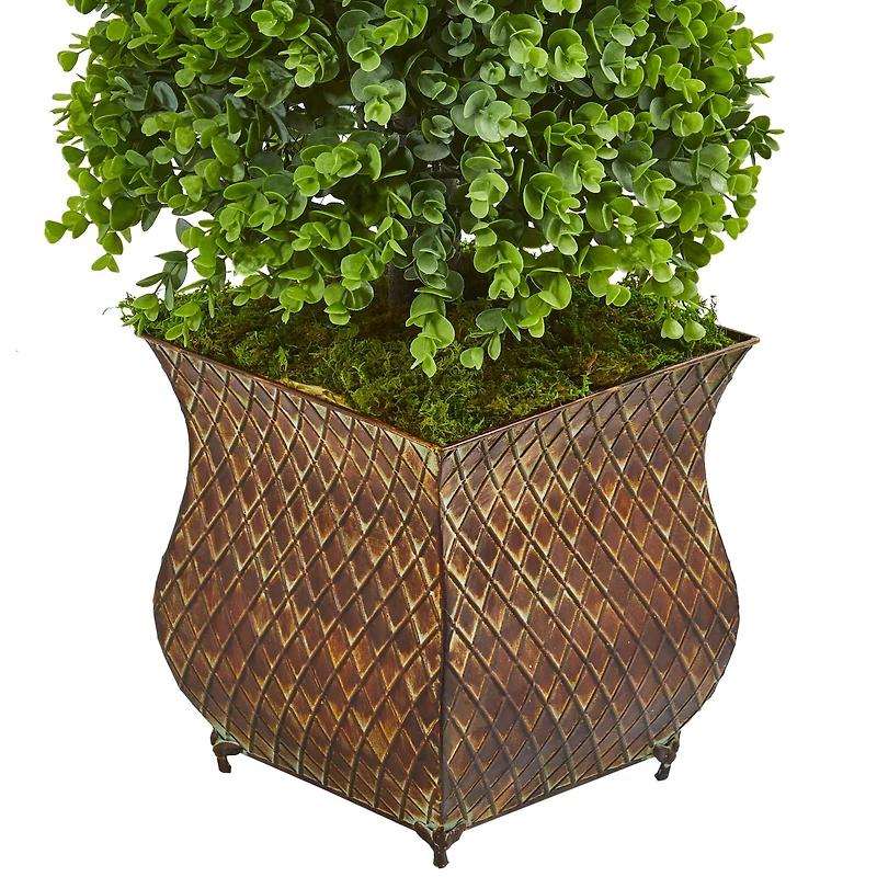 3.5ft. Eucalyptus Cone Topiary Tree in Metal Planter
