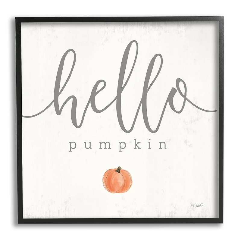 Stupell Industries Hello Pumpkin Fall Greeting Framed Giclee Art