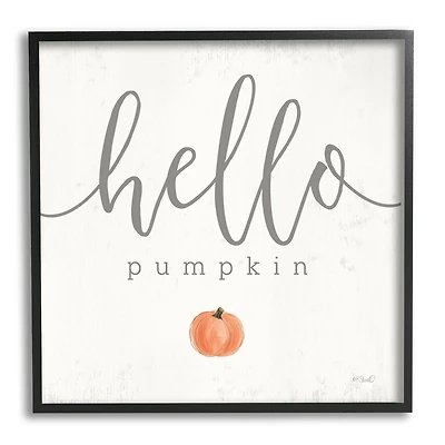 Stupell Industries Hello Pumpkin Fall Greeting Framed Giclee Art
