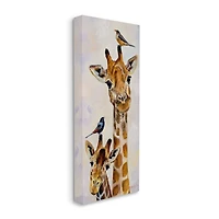 Stupell Industries Giraffe Jungle Animal Portrait Perched Birds Canvas Wall Art