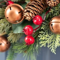 Glitzhome® 24"D Christmas Bell, Pinecone & Berry Bow Wreath