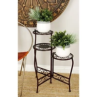 24" Brown Metal Tiered Traditional Plant Stand