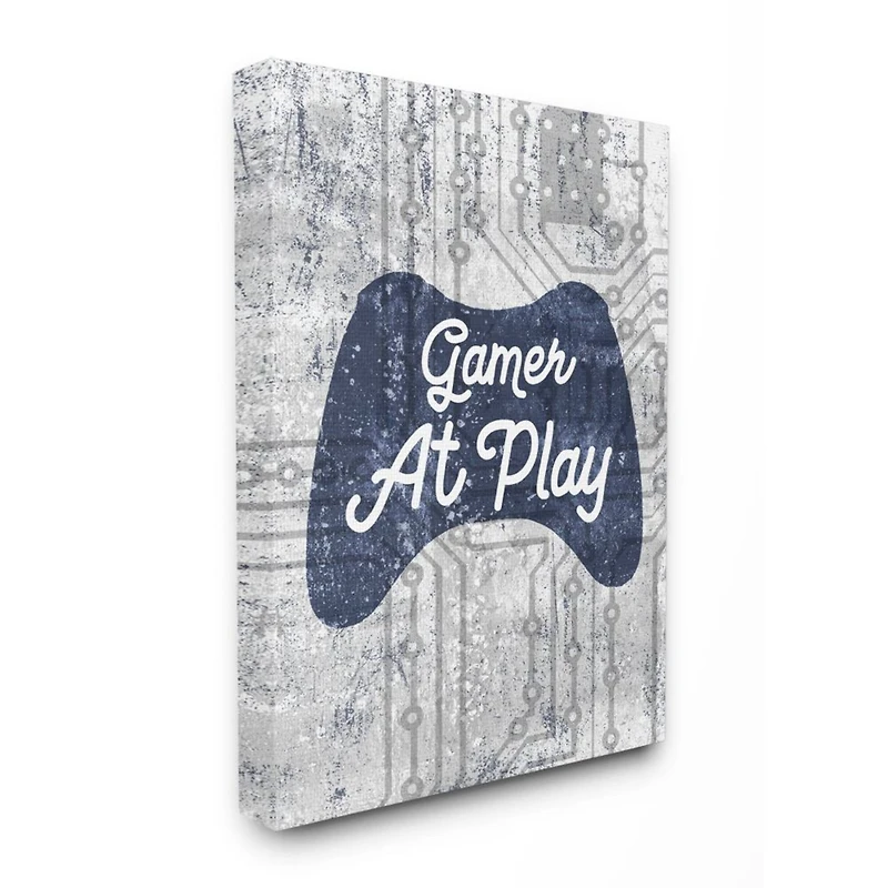 Stupell Industries Gamer at Play Quote Video Game Technology Boys Canvas Wall Art