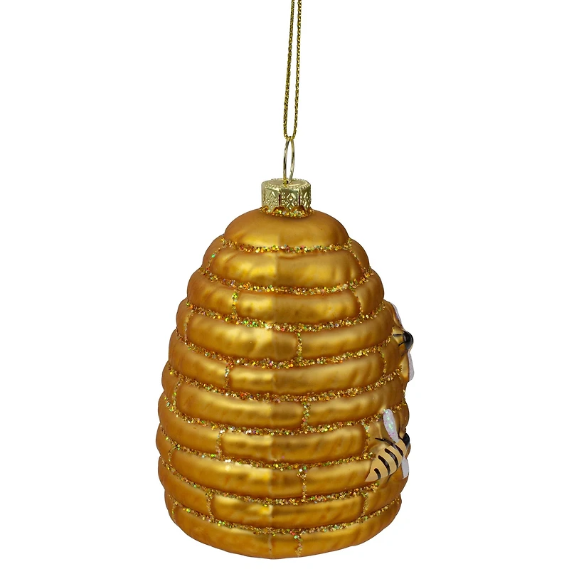3.5" Gold Holiday Collections Glass Beehive Christmas Ornament