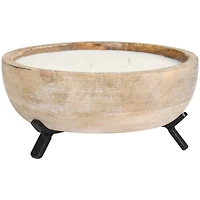 Egyptian Mint Scented 3-Wick Candle in Light Brown Tripod Stand Bowl