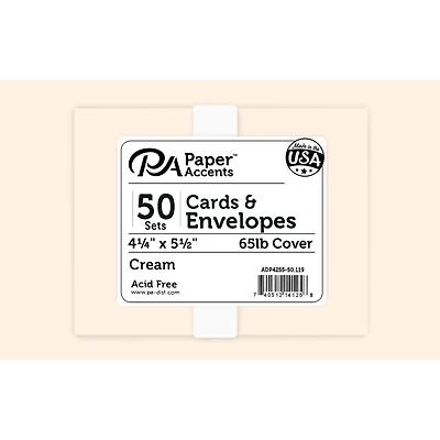 PA Paper™ Accents 4.25" x 5.5" Cream Card & Envelope Set, 50ct.