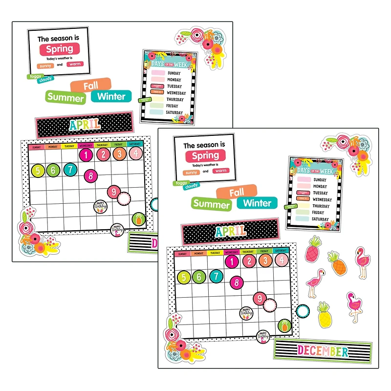 Schoolgirl Style™ Simply Stylish Tropical Pineapple Calendar Bulletin Board Set, 2ct.