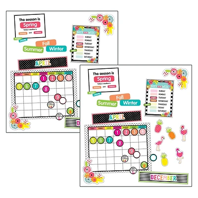Schoolgirl Style™ Simply Stylish Tropical Pineapple Calendar Bulletin Board Set, 2ct.