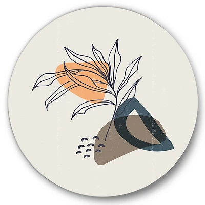 Designart - Vintage Plant With Minimalist Shapes I