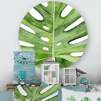 Designart - Green Monstera Leaf Tropical Palm Botanical Detail