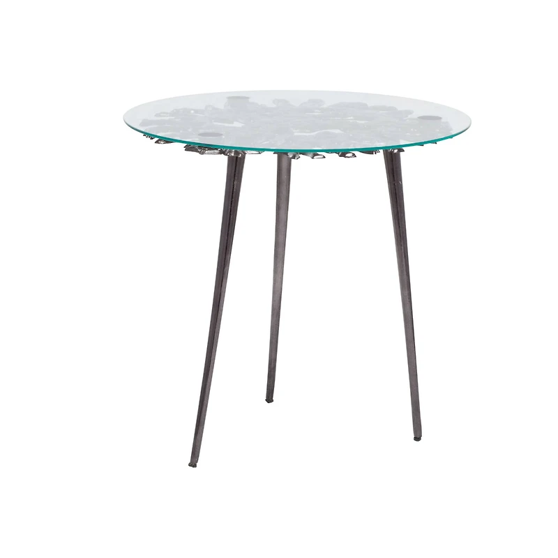 Black Aluminum Modern Accent Table, 22" x 22" x 22"
