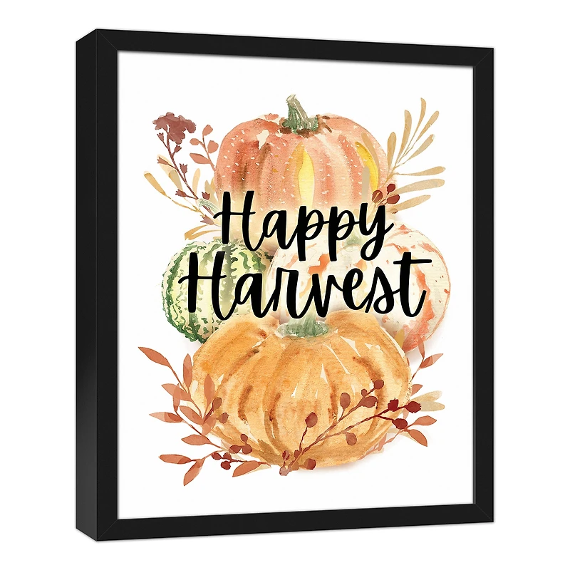 Happy Harvest Black Framed Canvas Wall Art