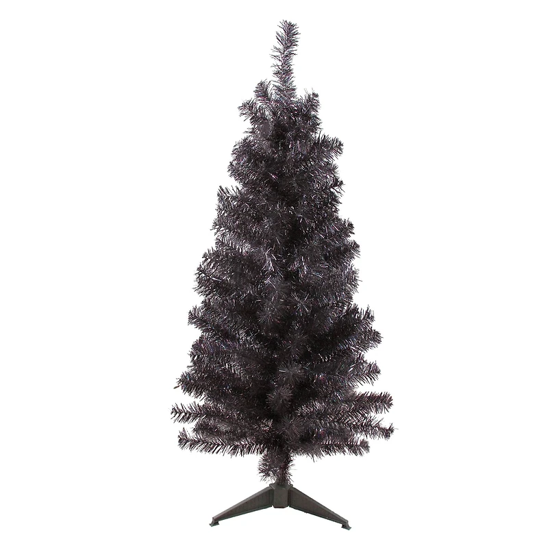 4ft. Unlit Holographic Brown Slim Artificial Tinsel Christmas Tree