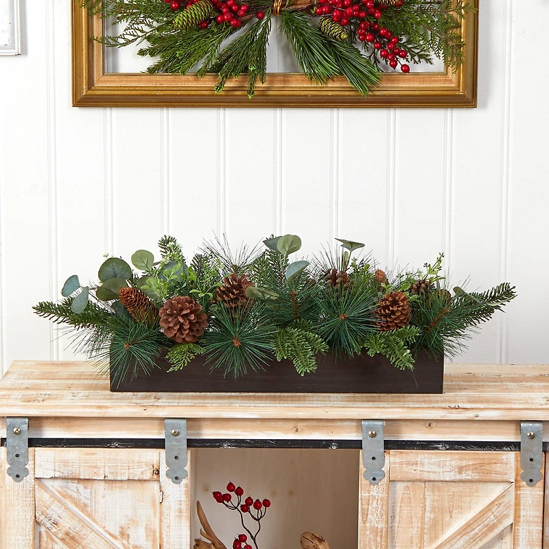 30" Evergreen Pine & Pine Cone Artificial Christmas Centerpiece