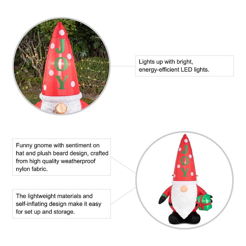Glitzhome® 6ft. Lighted Inflatable Gnome Décor