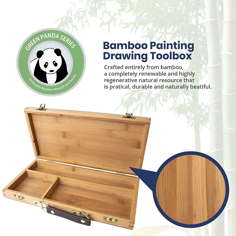 Pacific Arc 13" Bamboo Paint Box with 3 Compartments