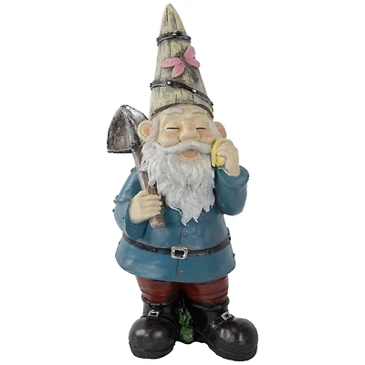 15.25" Gnome with Shovel Outdoor Garden Statue