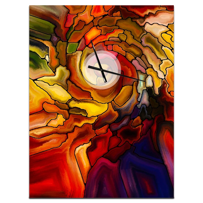 Designart 'Illusions Of Stained Glass Modern Rectangular Wall Clock