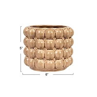 Hello Honey® 6" Tan Round Stoneware Planter with Raised Dots