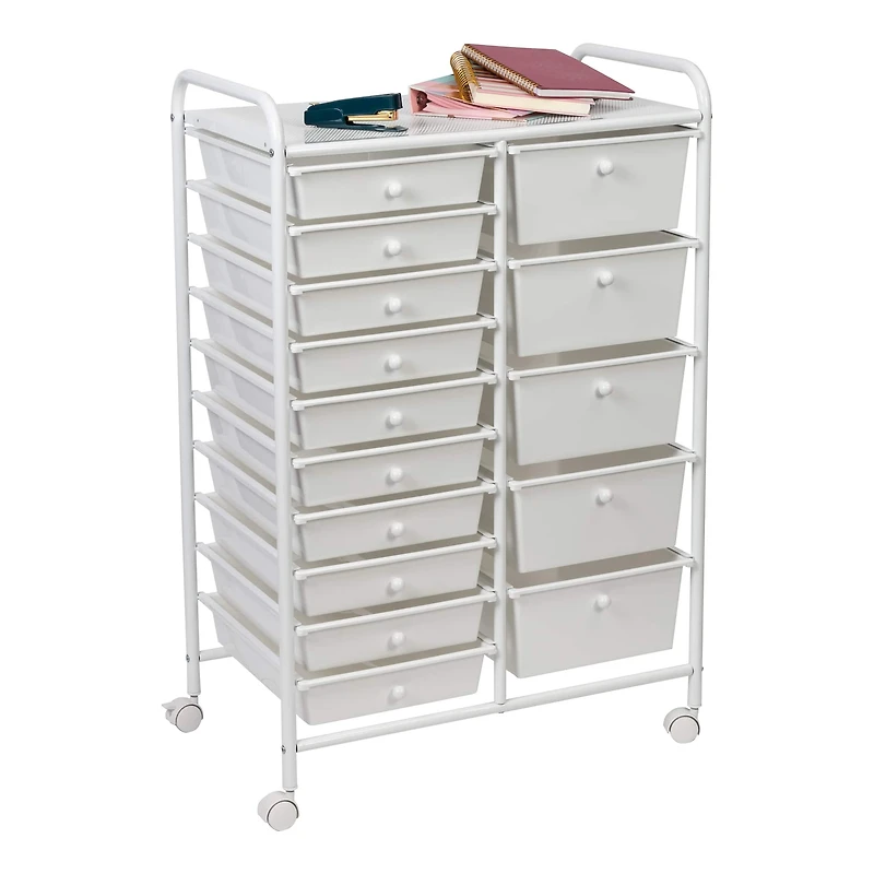 Honey Can Do White 15-Drawer Metal Rolling Storage Cart