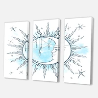 Designart - Blue Crescent Moon With Moonstone Pendants & Stars