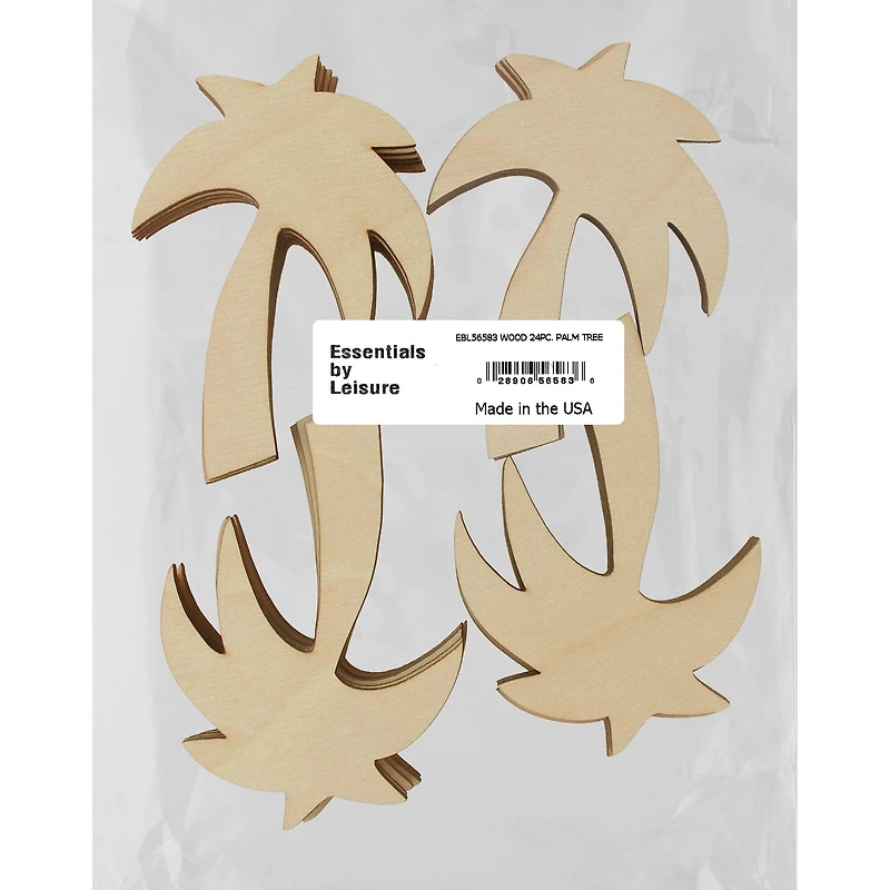 Essentials by Leisure Arts 24 Pack 2.75" x 4" Palm Tree Flat Wood Shape