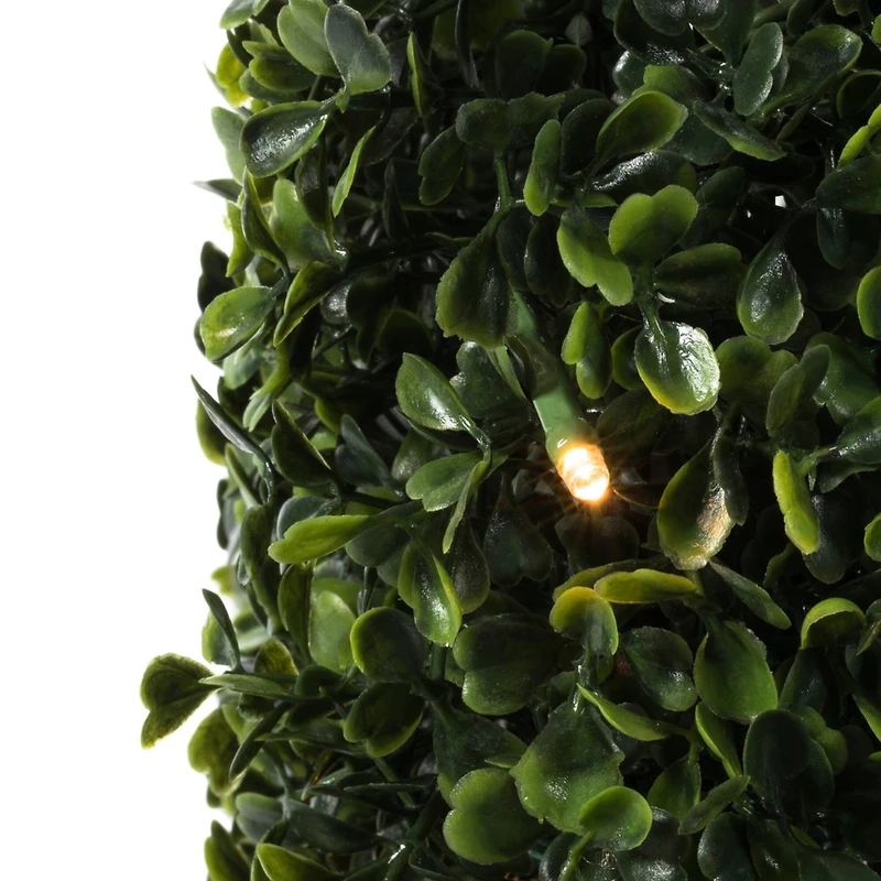 20" Pre-Lit LED Boxwood Cube Stand
