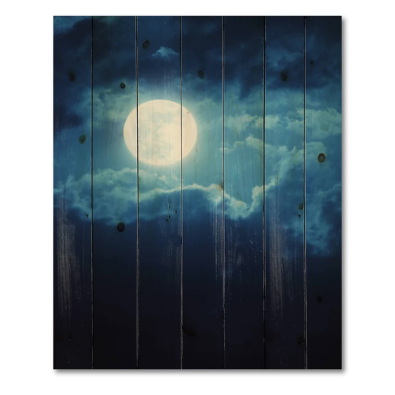 Designart - Full Moon In Cloudy Night Sky III