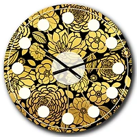 Designart 'Golden Floral Ii Mid-Century Modern Wall Clock
