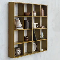 Hello Honey 27.5" Mustard Square Reclaimed Wood & Metal Wall Shelf