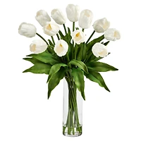 23" Artificial Tulip Arrangement with Cylinder Glass Vase