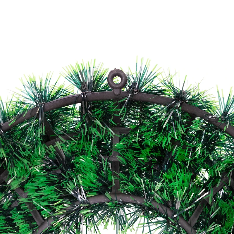 17" Green Tinsel Artificial Christmas Wreath with Bow