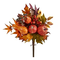 20" Pumpkin & Maple Leaf Bush, 2ct.