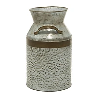 12" Gray Decorative Tin Milk Can